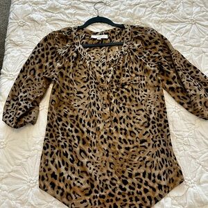 LOFT Brown Leopard Print Blouse